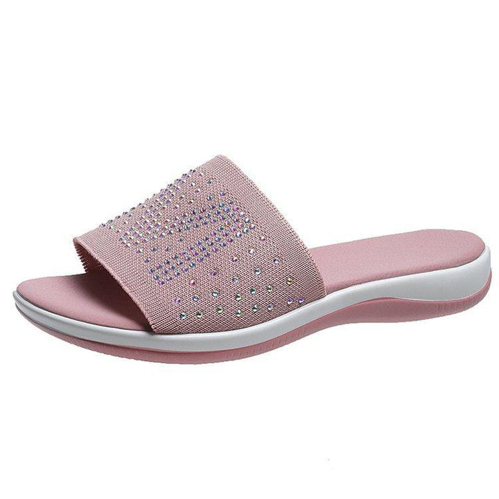 Hot Diamond Lettering Polyurethane Lightweight Platform Slippers - Super Amazing Store