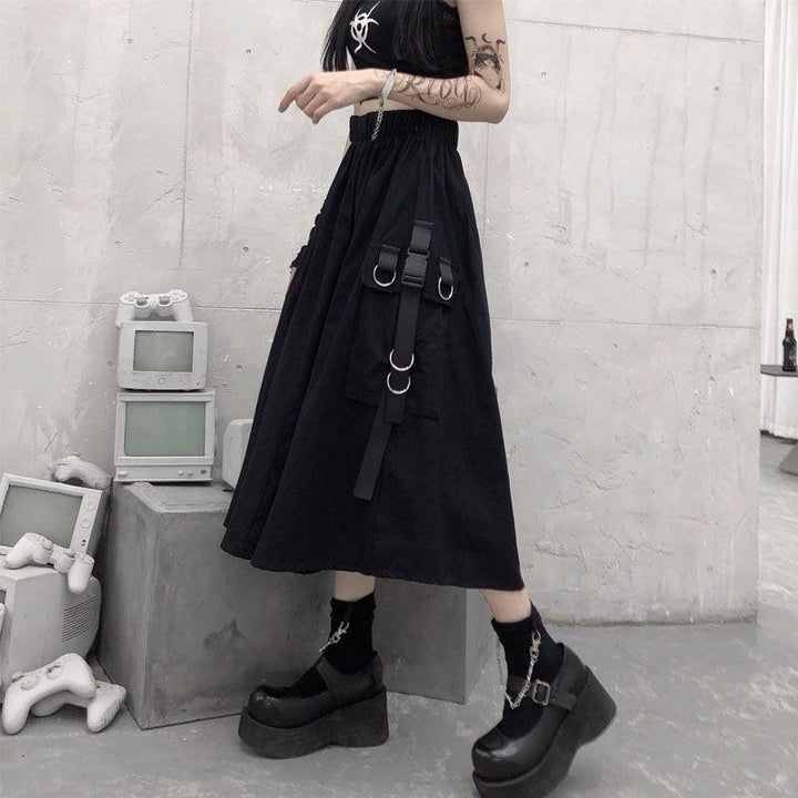 Retro A-line Suit Slimming Mid-length High Waist Skirt Fashion - Super Amazing Store