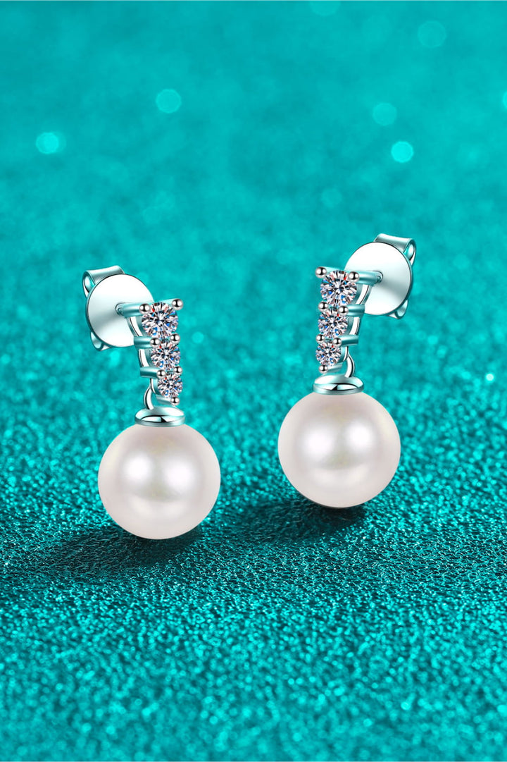 Moissanite Pearl Drop Earrings Trendsi