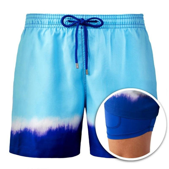 Men's Printed Beach Shorts Sports Double Layer Shorts Summer - Super Amazing Store