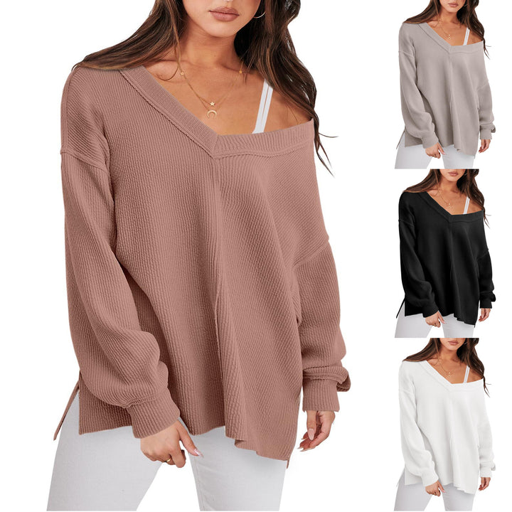 Lightweight V-neck Sweaters Women Winter Casual Long Sleeve - Super Amazing Store