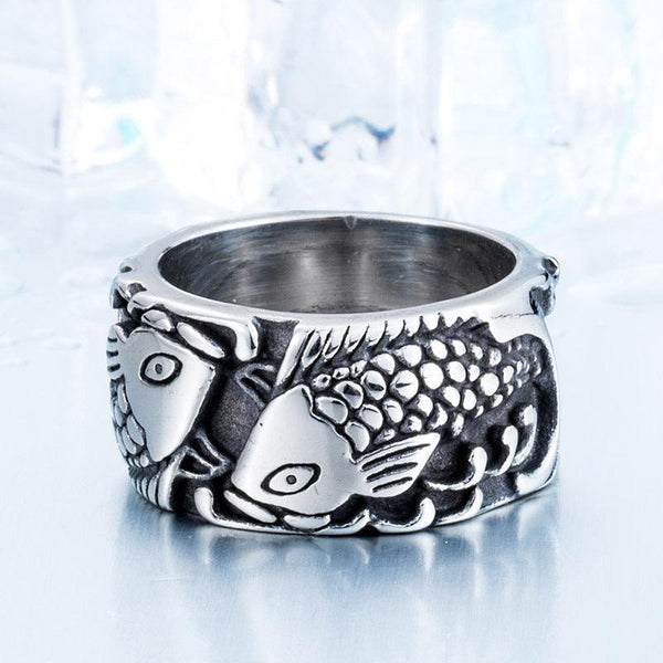 Ring Embossed Exquisite Pisces Stainless Steel - Super Amazing Store