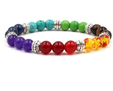 Natural Stone Colorful Chakra Energy Yoga Bracelet Q2