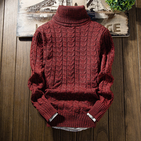 Men's warm knit sweater pullover turtleneck sweater - Super Amazing Store