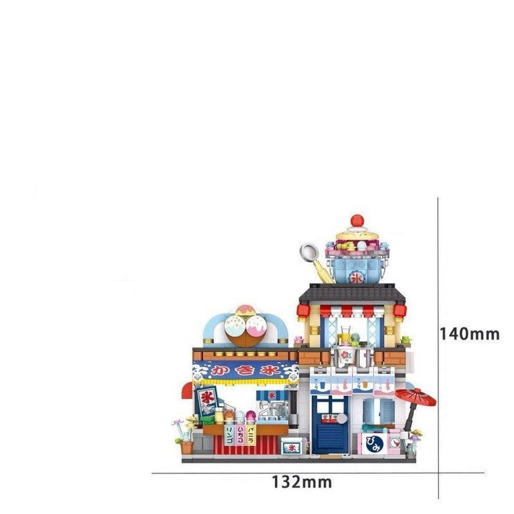 Pellet insert building blocks gourmet shop children's toys takoyaki shop shaved ice shop Super Amazing Store