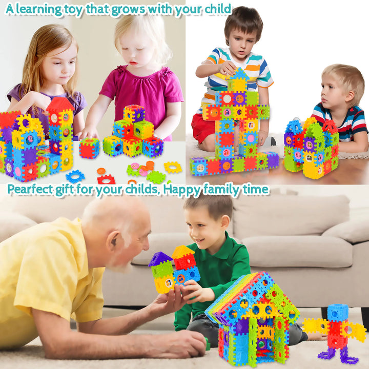 160-Piece Tiles Building Blocks Set, 3D Tiles for Kids Boys Girls, Educational Playset STEM Toys for Toddlers