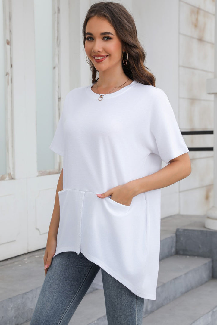 Round Neck Short Sleeve T-Shirt Trendsi