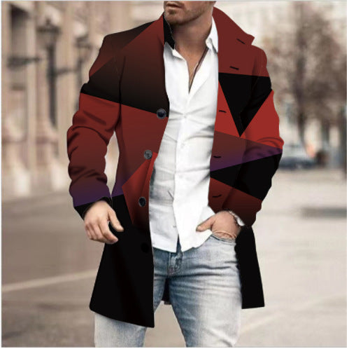 Men's Woolen Stand Collar Mid-length Casual Coat Q2