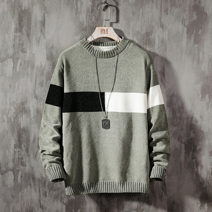 Loose-colored pullover handsome sweater - Super Amazing Store