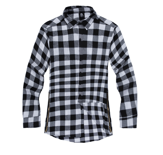 Mens Fashion Hip Hop Shirts Streetwear Urban Clothing Hiphop Men Clothes Plaid Zipper Shirt - Super Amazing Store