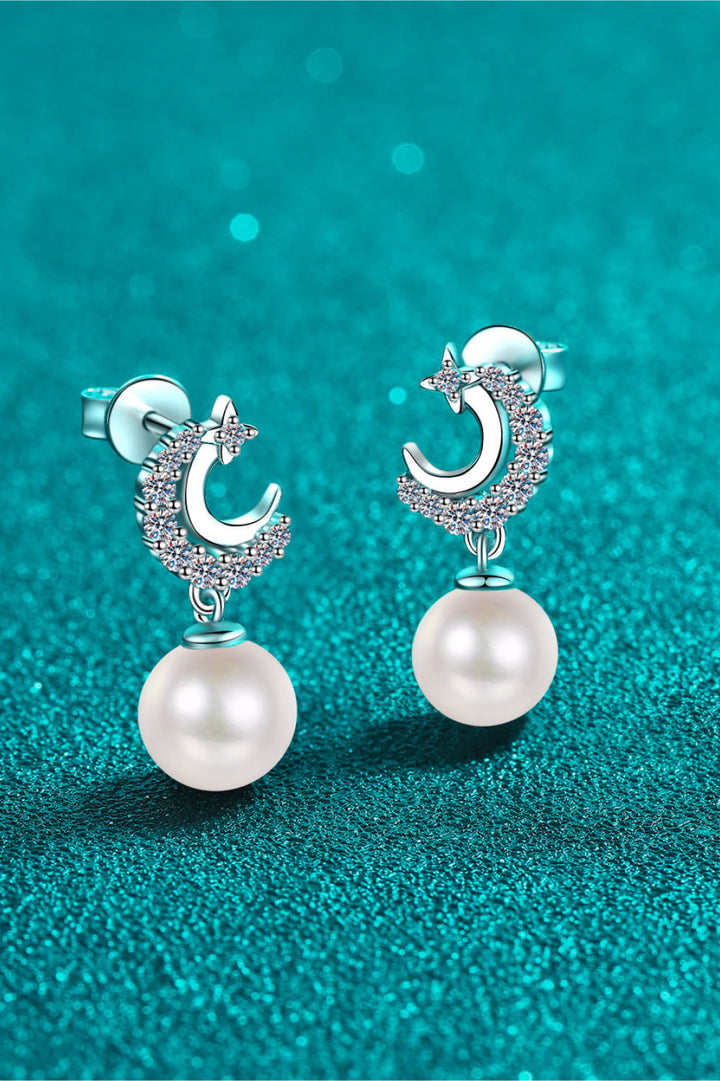 Moissanite Pearl Drop Earrings Trendsi