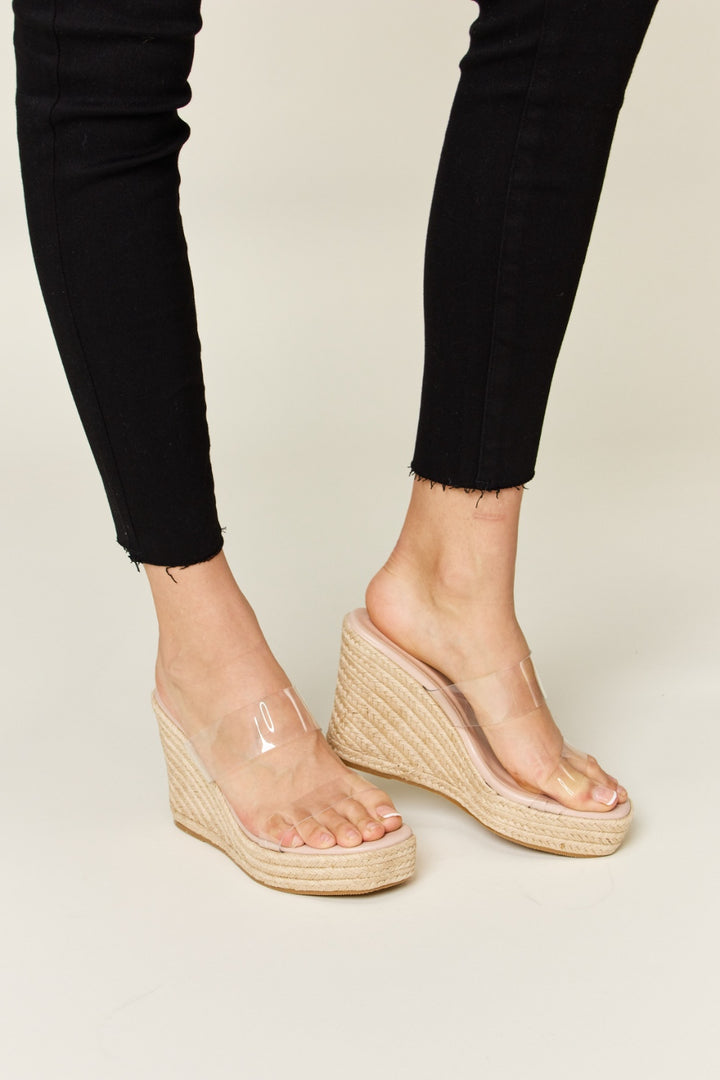 Forever Link Clear Strap Espadrille Platform Wedge Sandals Trendsi