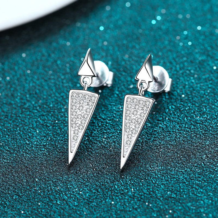 Triangle Stud Earrings Mossan Diamond Full Set - Super Amazing Store