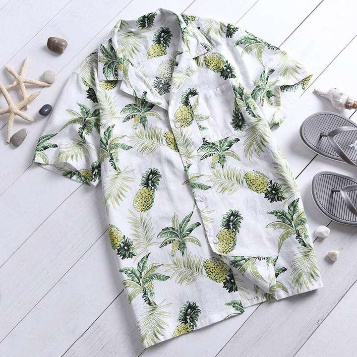 Hawaii Style Full Printing Turn-down Collar Men's Shirt Short Sleeve 2021 Summer Casual Shirts Men - Super Amazing Store