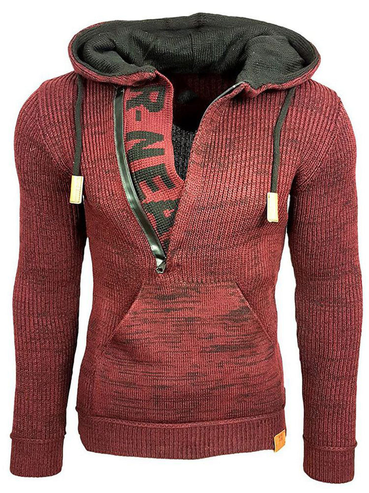 Mixed Color Sweater Hooded Pullover Sweater Long-Sleeved Sweater Coat - Super Amazing Store