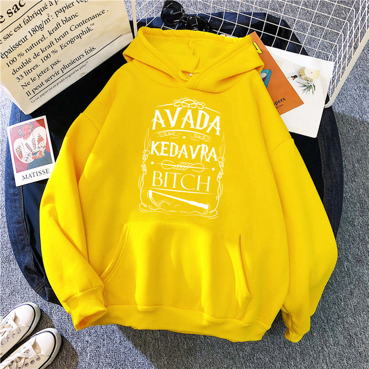 Women Fleece Loose Printed Letters Hoodie Q2