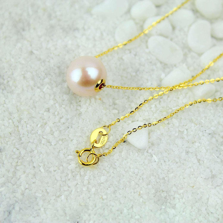 18K Gold Round Pearl Necklace Clavicle Chain - Super Amazing Store