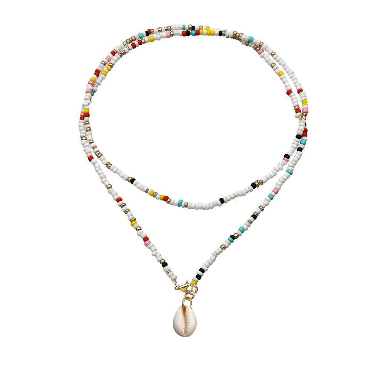 Beaded Double-layer Shell Color Bead Necklace - Super Amazing Store