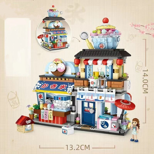 Pellet insert building blocks gourmet shop children's toys takoyaki shop shaved ice shop Super Amazing Store