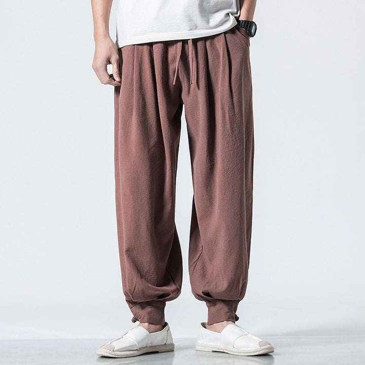 Chinese style cotton and linen casual trousers loose harem pants bloomers-Super Amazing Store