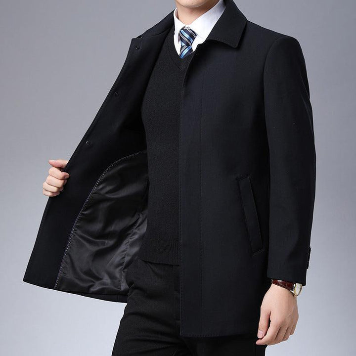 Suit collar cardigan middle-aged men trendy long-sleeved shirt - Super Amazing Store