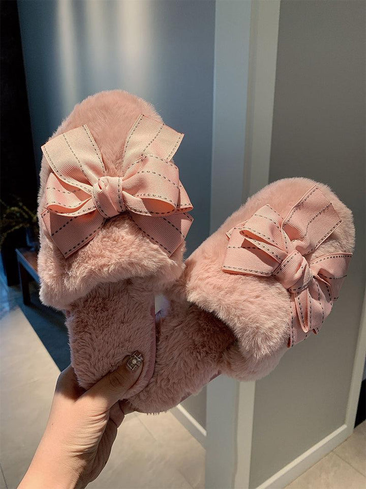 Bowknot cotton slippers - Super Amazing Store