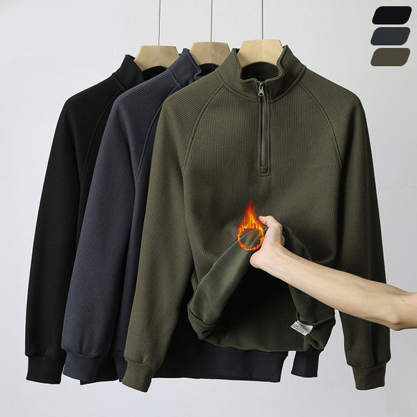 Stand-collar Fleece Sweatshirt Winter Warm Long Sleeve Q2