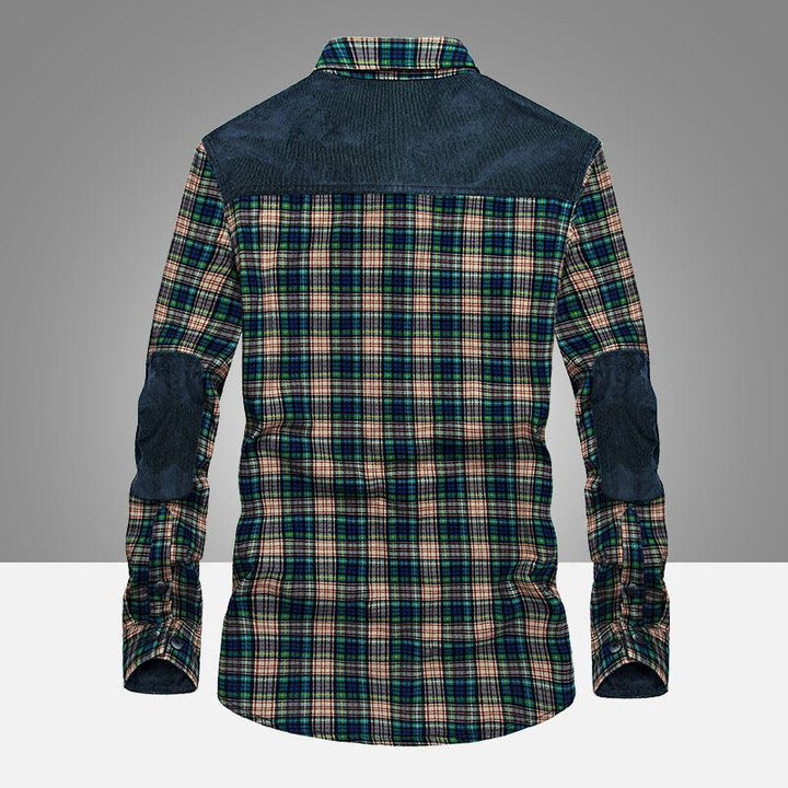 Shirt Men Military Plaid Dress 100 Cotton - Super Amazing Store