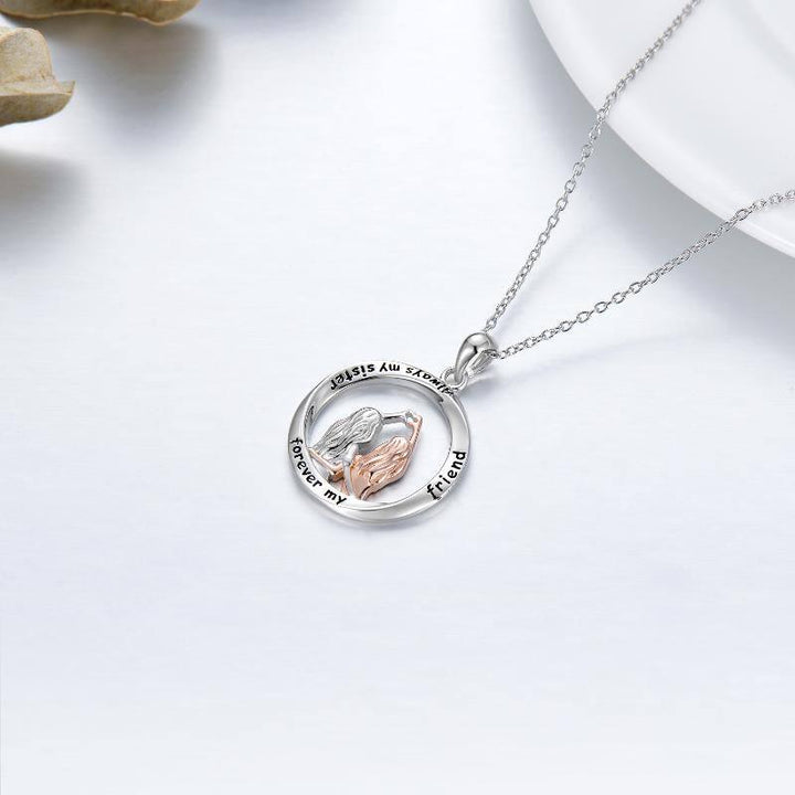 Sister Necklace 925 Sterling Silver Always My Sister Forever My Friend Friendship Pendant Necklace - Super Amazing Store