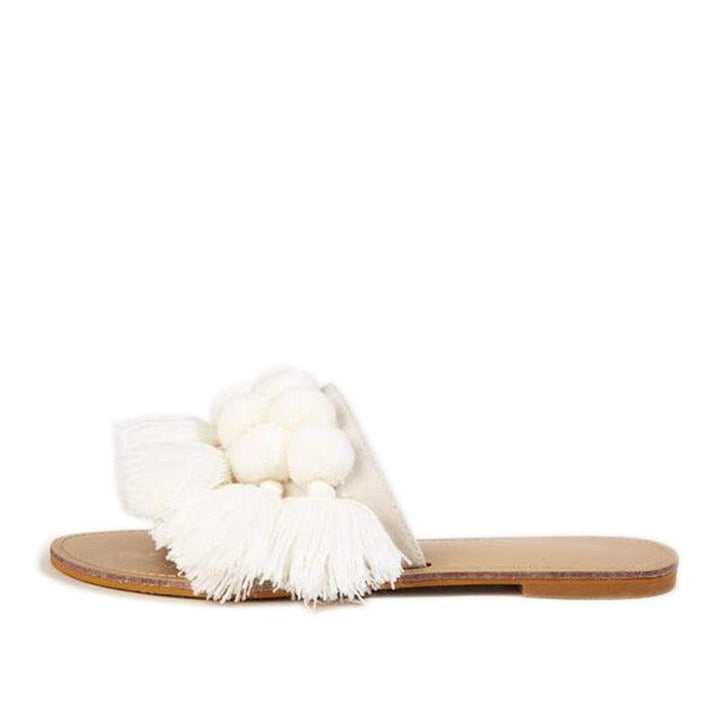 Fringed wool ball slippers - Super Amazing Store