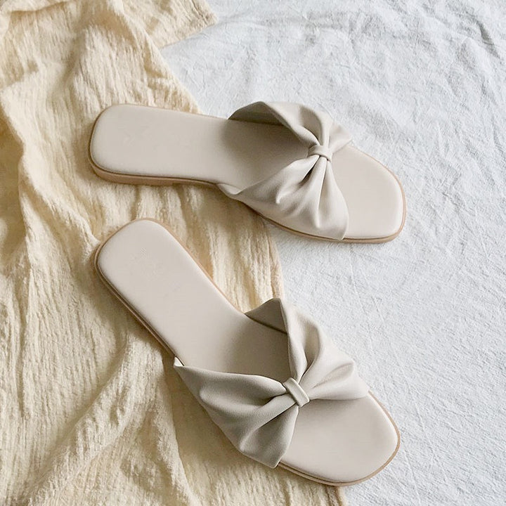 Bowknot flat sandals and slippers women - Super Amazing Store