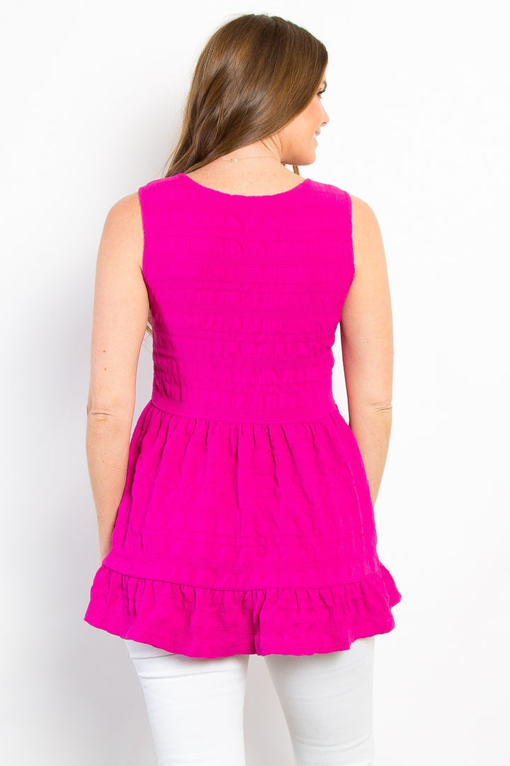 Be Stage Ruffled Sleeveless Babydoll Top Trendsi