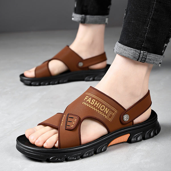 Men's Summer Soft Bottom Beach Cowhide Sandals Super Amazing Store