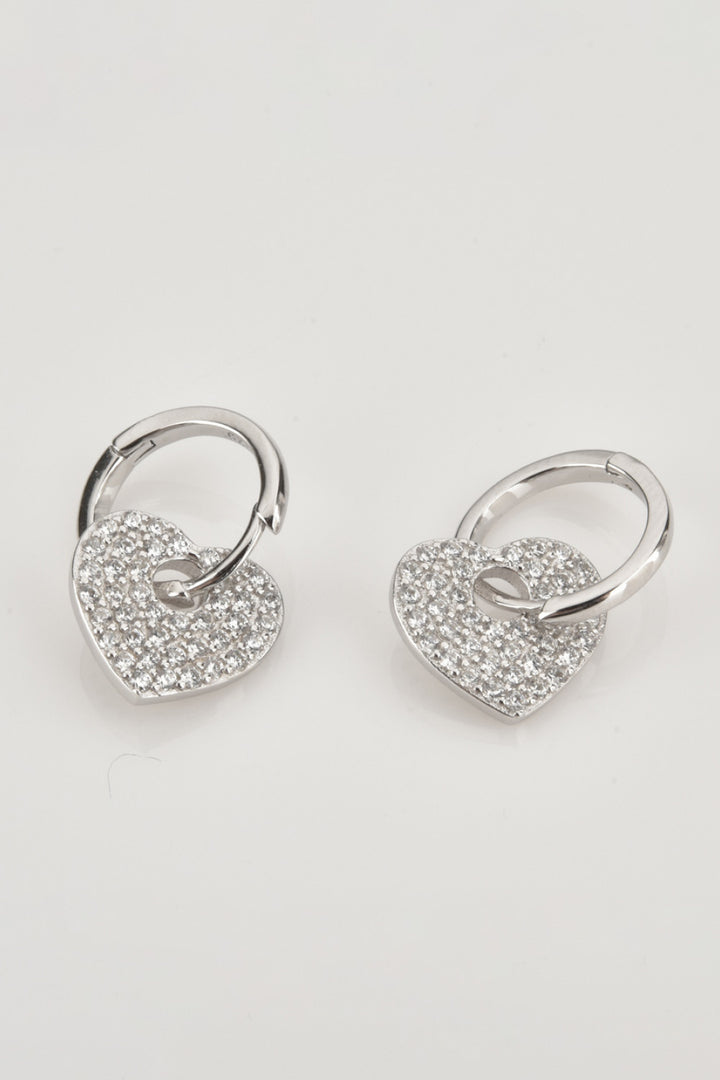 Zircon Heart Drop Huggie Earrings Trendsi