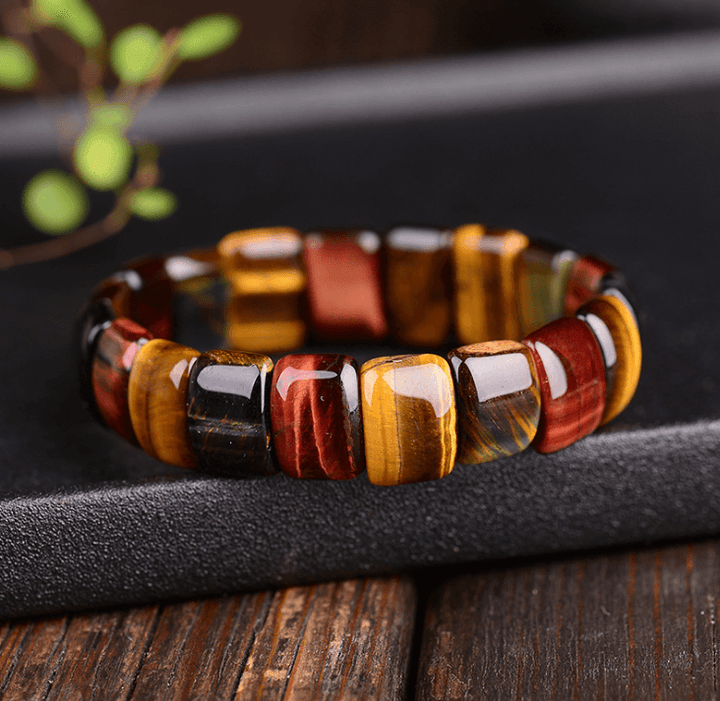 Natural color tiger eye stone tiger eye stone red yellow blue hand row bracelet bracelet men and women couple gift - Super Amazing Store
