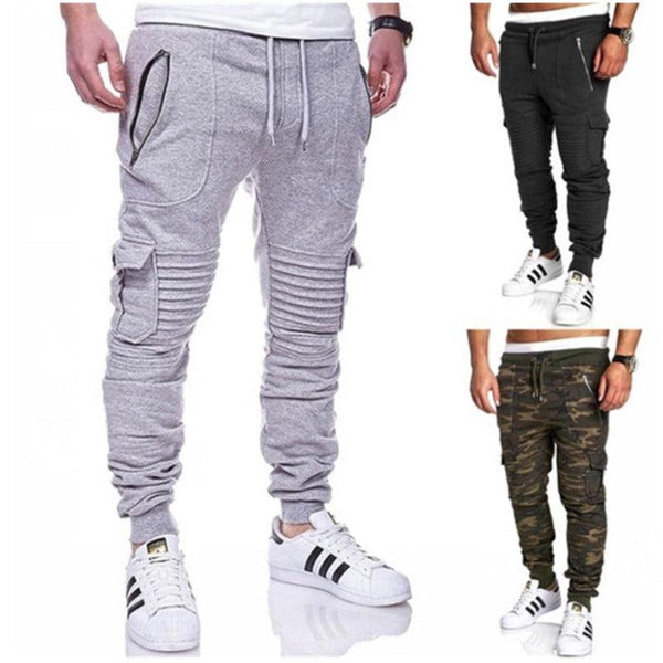 Sports Pants Striped Pleated Casual Men - Super Amazing Store