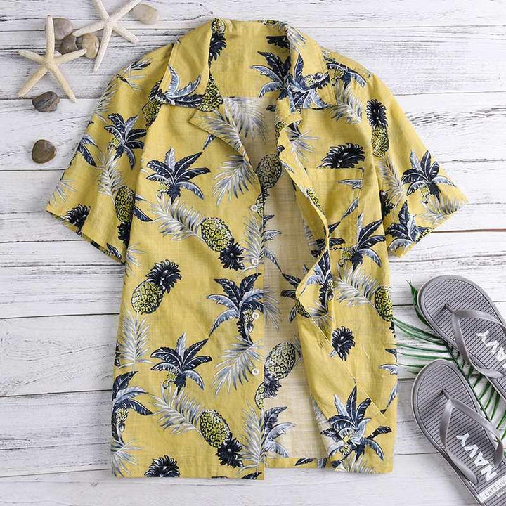 Hawaii Style Full Printing Turn-down Collar Men's Shirt Short Sleeve 2021 Summer Casual Shirts Men - Super Amazing Store