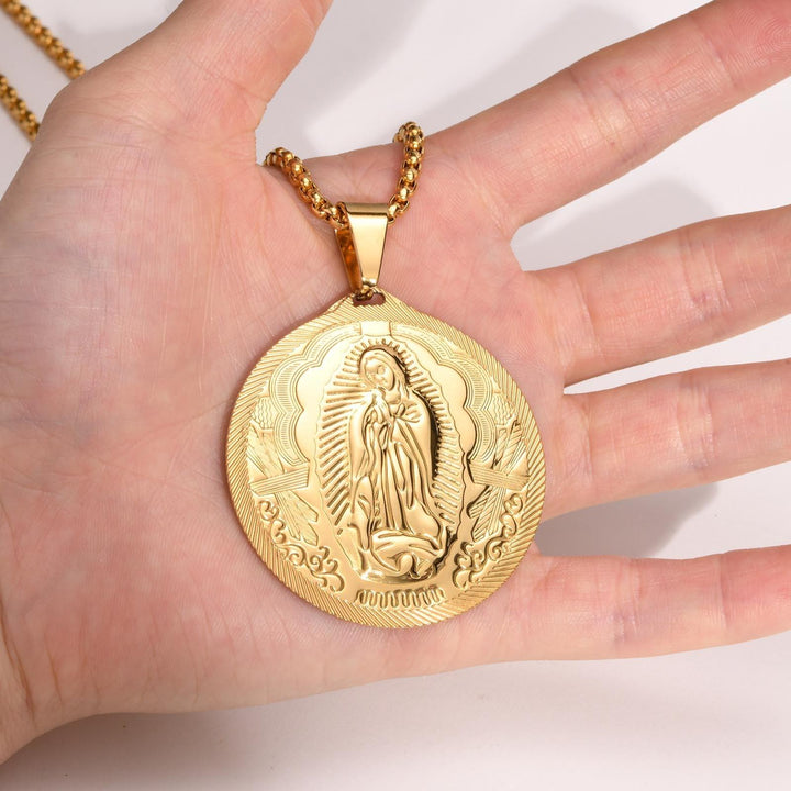 Stainless Steel Virgin Mary Pendant Gold Necklace - Super Amazing Store