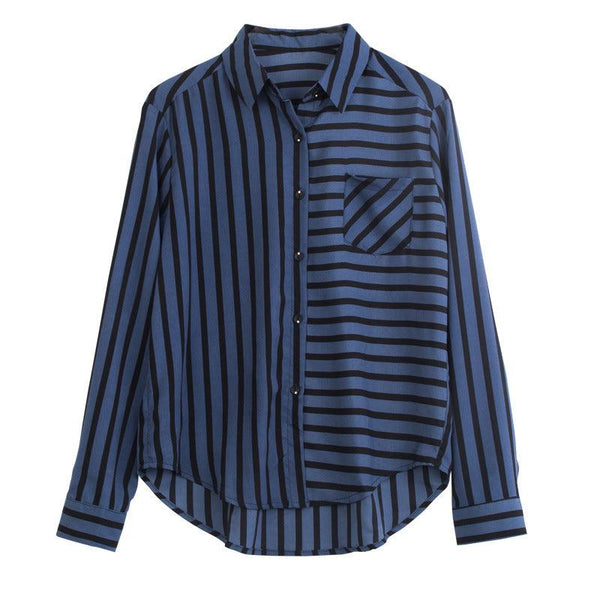 New Striped Chiffon Shirts Ladies Shirts Professional Wear Western Style - Super Amazing Store