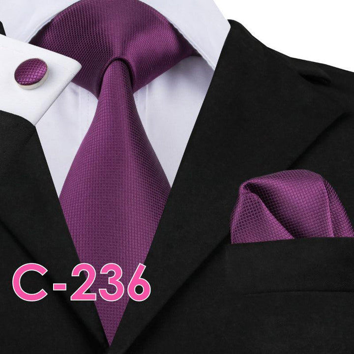 Solid Silk Mens Ties Neck Tie Set For Men Suits Tie Handker - Super Amazing Store