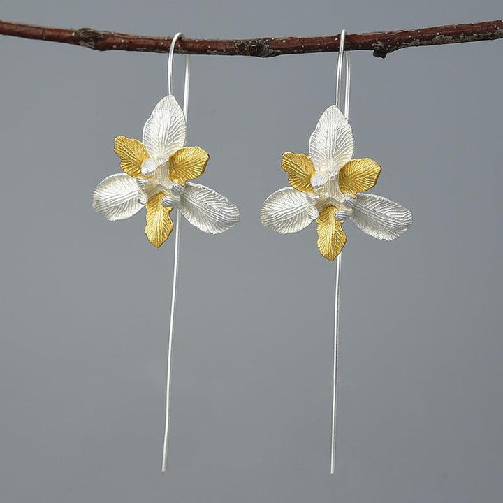 Enamored iris flower sterling silver earrings - Super Amazing Store