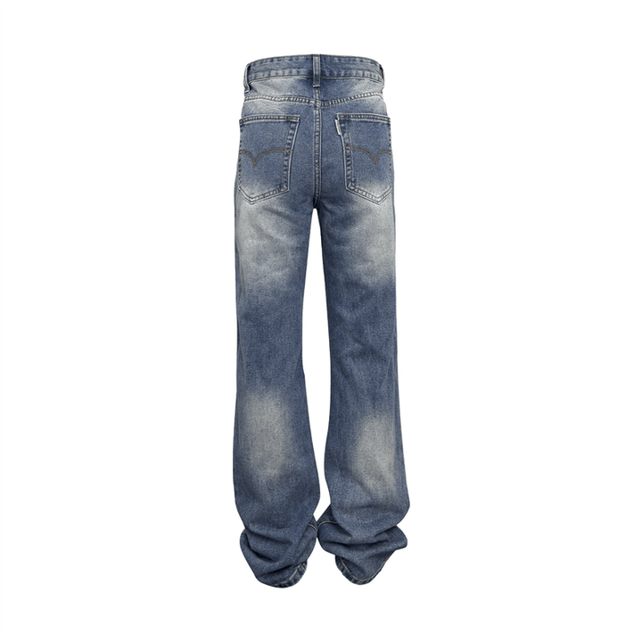 Washed High Street Flared Jeans Dark Blue - Super Amazing Store