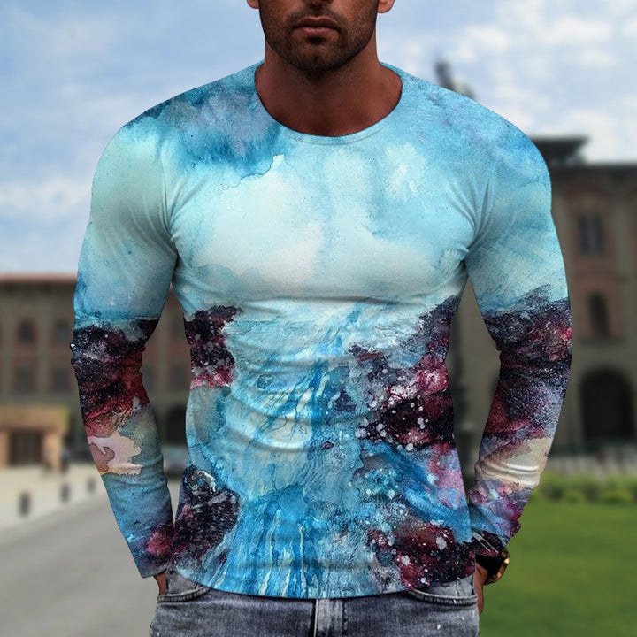 3D Digital Printing Colorful Men's Long Sleeve Round Neck T-shirt Super Amazing Store