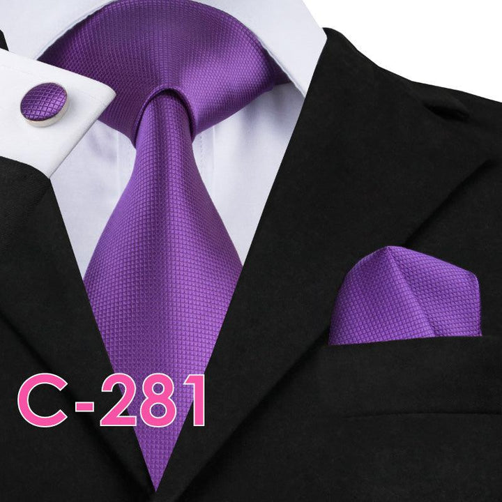 Solid Silk Mens Ties Neck Tie Set For Men Suits Tie Handker - Super Amazing Store