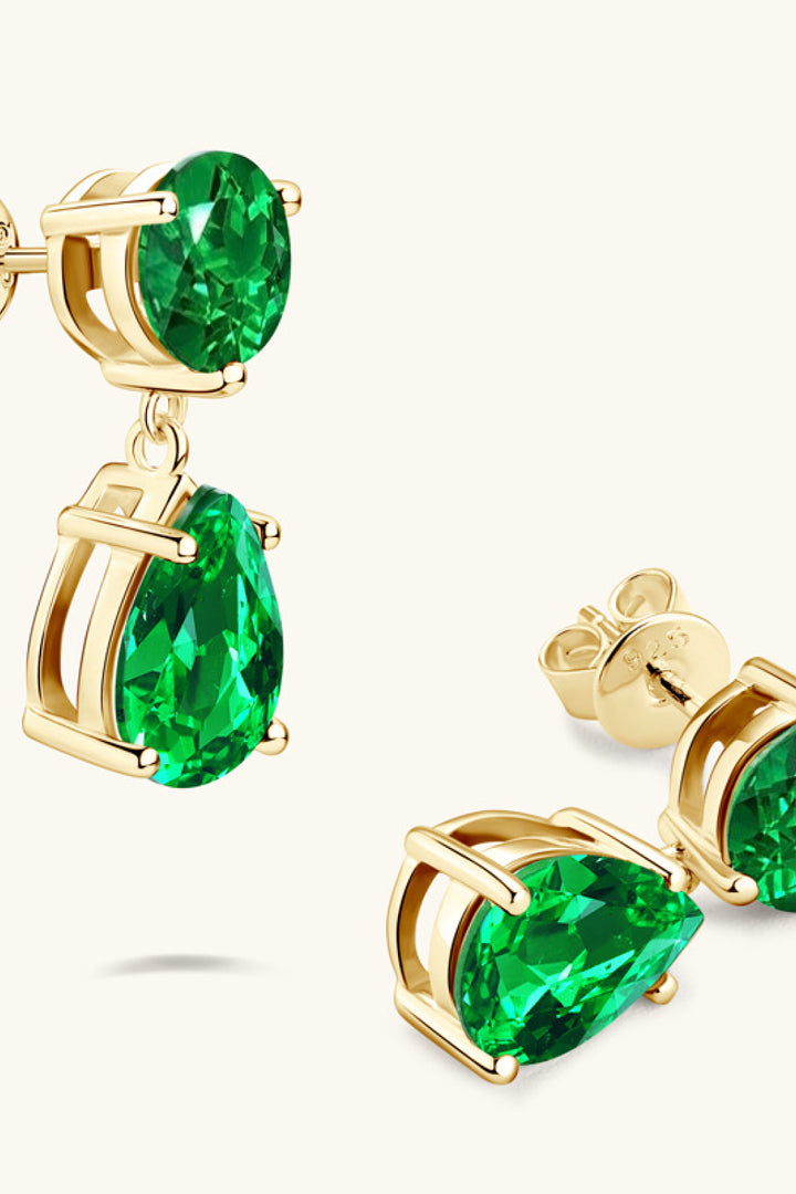 Lab-Grown Emerald Drop Earrings Trendsi