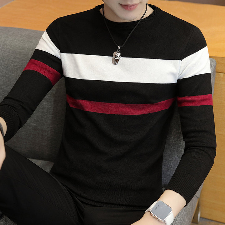 Men's Sweater Knit Sweater Pullover Slim Round Neck Sweater - Super Amazing Store