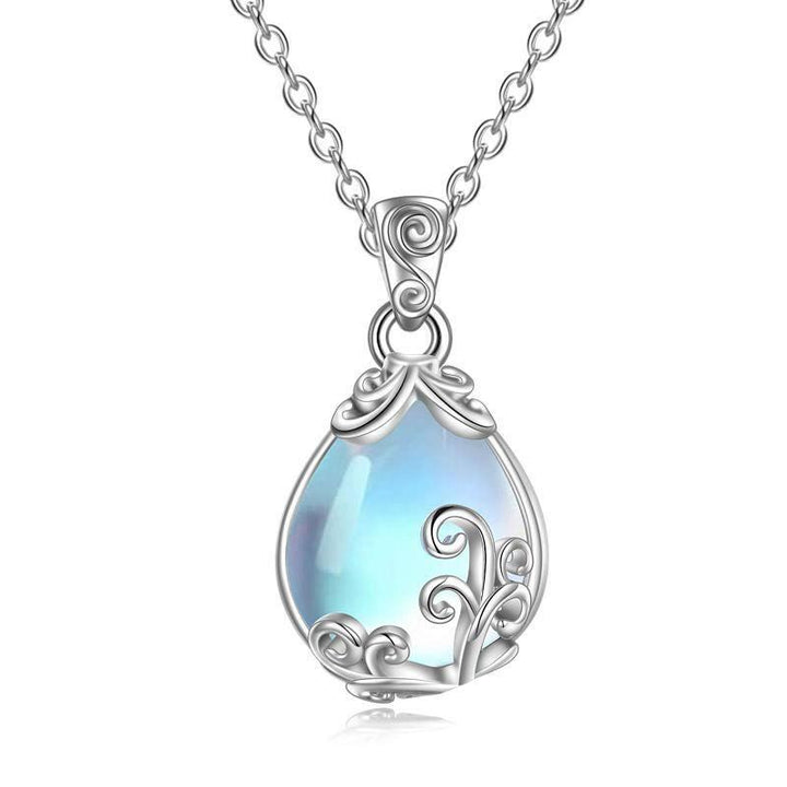 Sterling Silver Moonstone Filigree Teardrop Necklace Jewelry - Super Amazing Store