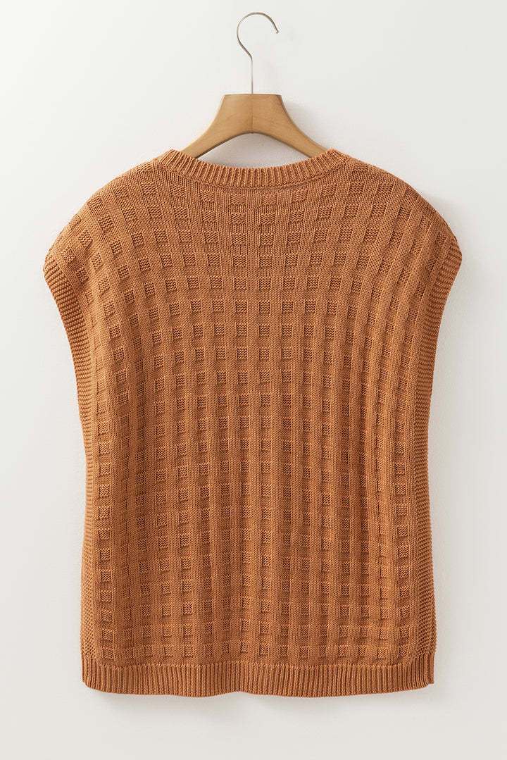 Round Neck Cap Sleeve Sweater Vest Trendsi