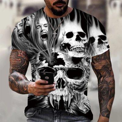 3D Digital Printing Short Sleeve Skull Fashion T-shirt - Super Amazing Store
