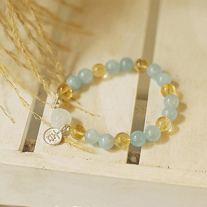 Natural Crystal Aquamarine Bracelet Women S925 Silver - Super Amazing Store